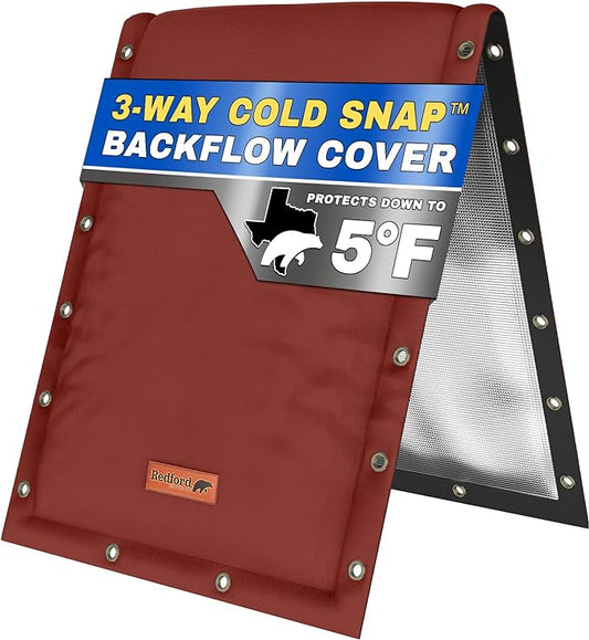 Customizable Cold Snap (5°F) in-Wall 3-Way Opening Custom Double Wall Backflow Preventer Insulation Cover - Sprinkler Covers for Outside, Well Head Cover, Well Pump Covers (Red)