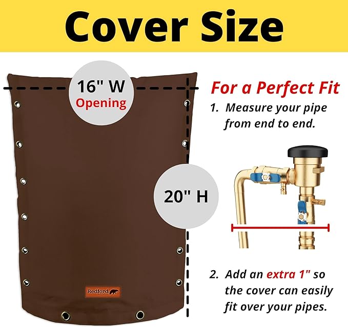 Co. Cold Snap (5°F) in-Wall 3-Way Opening Custom Double Wall Backflow Preventer Insulation Cover - Sprinkler Covers for Outside, Well Head Cover, Well Pump Covers (16"W x 20"H, Brown)
