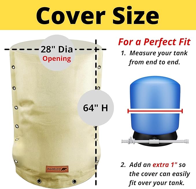 Redford Supply Co. Cold Snap (5°F) 3-Way Opening Round Custom Water Storage Tank Cover - Weatherproof Water Tank Cover, Outdoor Water Well Tank Covers Insulated