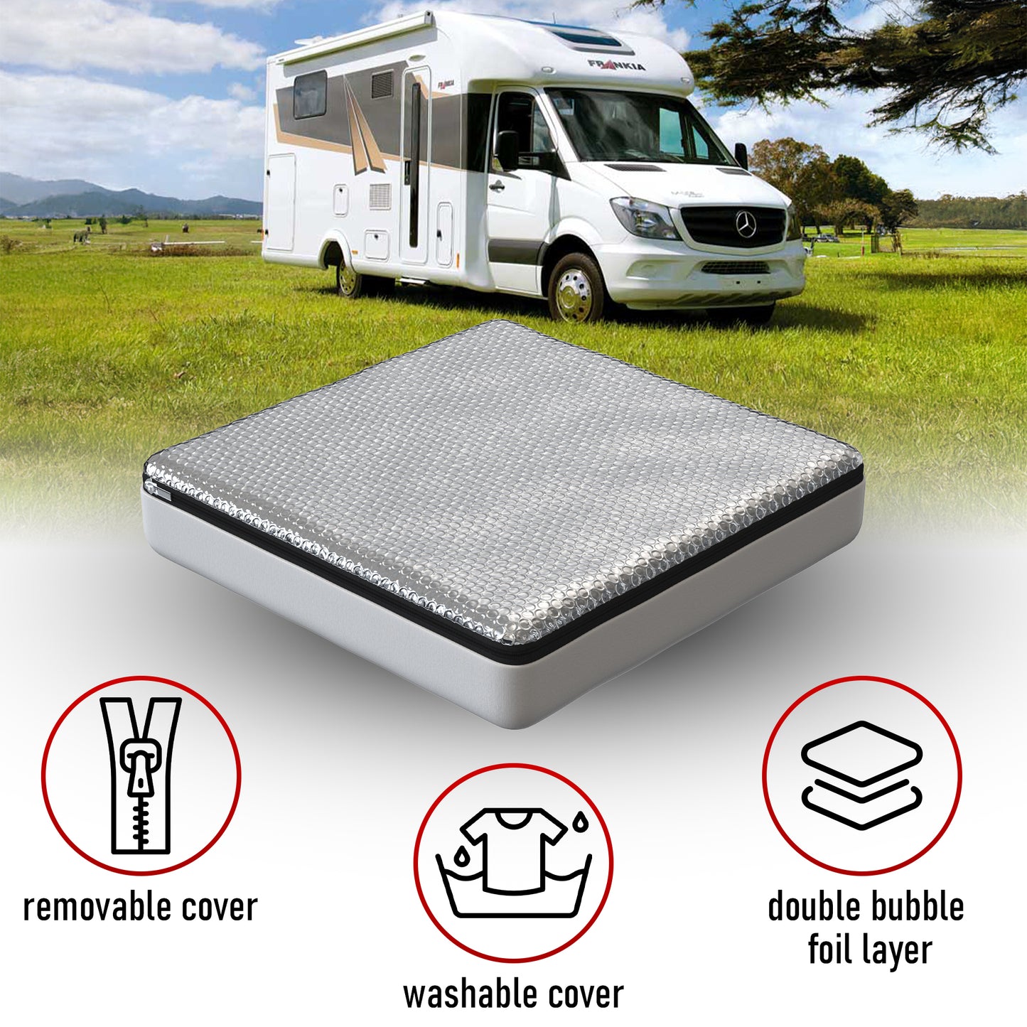 2 Pack RV Roof Vent Cover 14" W x 14" L x 3" H - RV Vent Covers for Roof, RV Skylight Cover, RV Vent Insulator, RV Sunroof Skylight Cover, Skylight Covers for Outside Home (White)