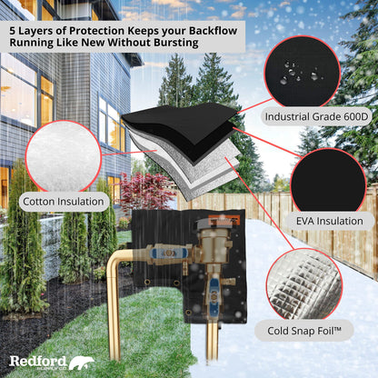 Redford Supply Co. Cold Snap (0°F) Double Wall Bell Cover - Water Well Pump Covers, Well Head Cover, Winter Pipe Cover, Sprinkler Valve Cover, Insulated Pouch, Pipe Insulation Bag (12"W x 13"H, Black)