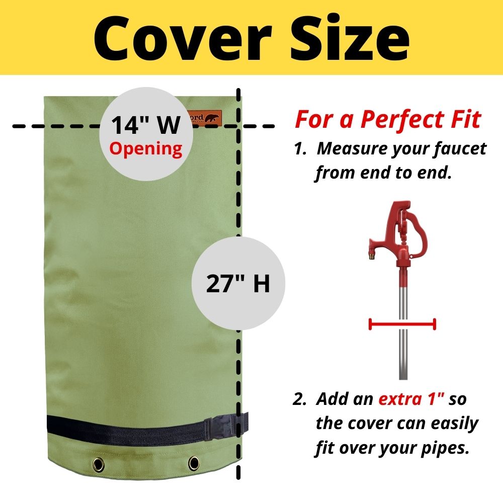 Redford Supply Co. Long Outdoor Faucet Covers for Winter Freeze Protection - Outdoor Faucet Cover Socks for Freeze Protection, Spigot Covers Winter Insulated Outdoor Faucet, Outside Hose Cover for Winter Outdoor Faucet Insulation (14"W x 27"H)